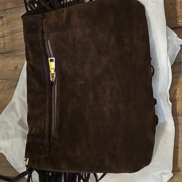 BROWN CHOCOLATE MEDIUM FRINGE BOHEMIAN BAG - Picture 11 of 12